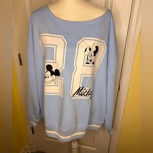 Disney Women's Pastel Blue Mickey & Minnie Sweater
